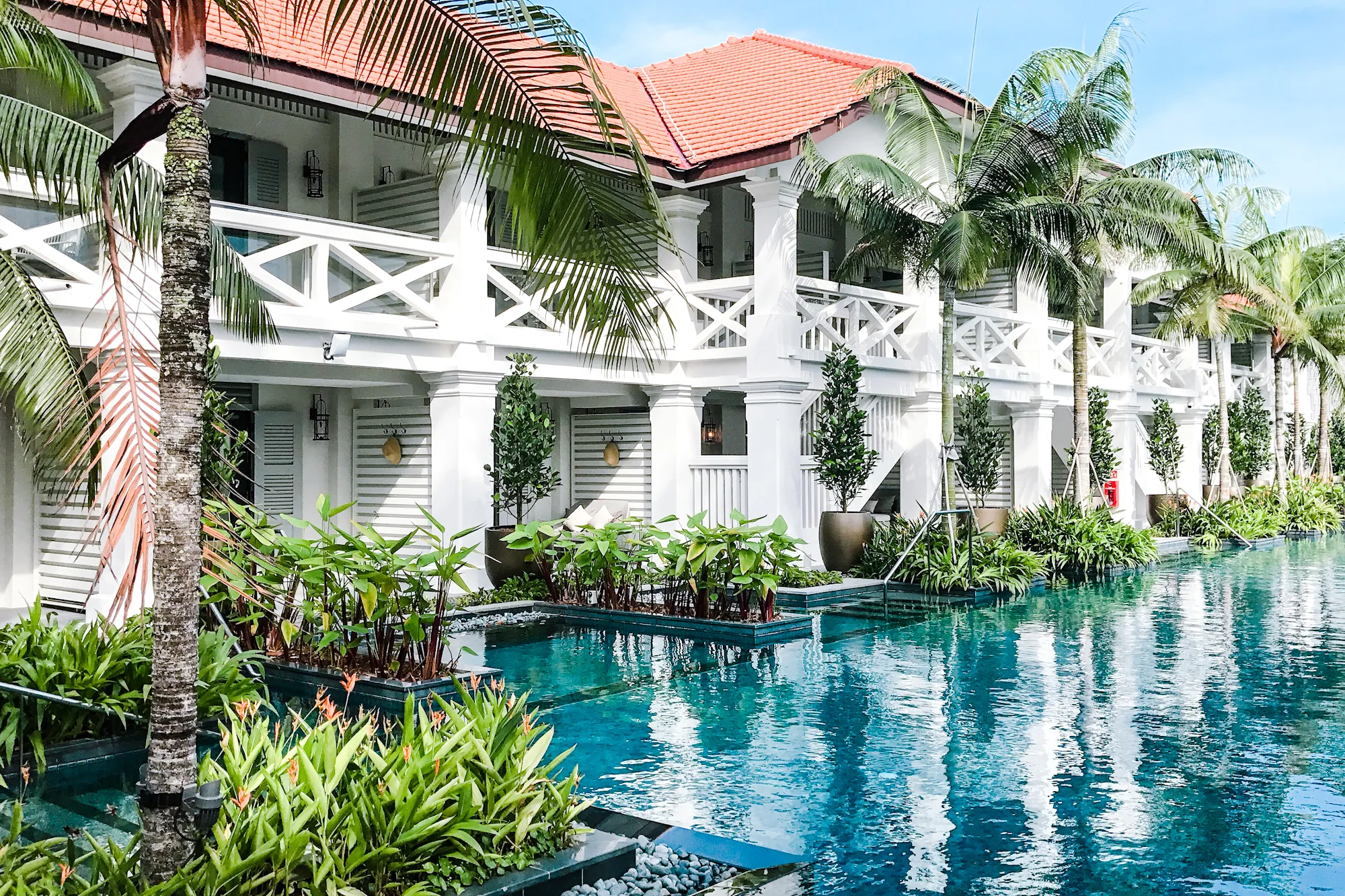 Barracks Hotel pool and colonial-style boutique resort exterior